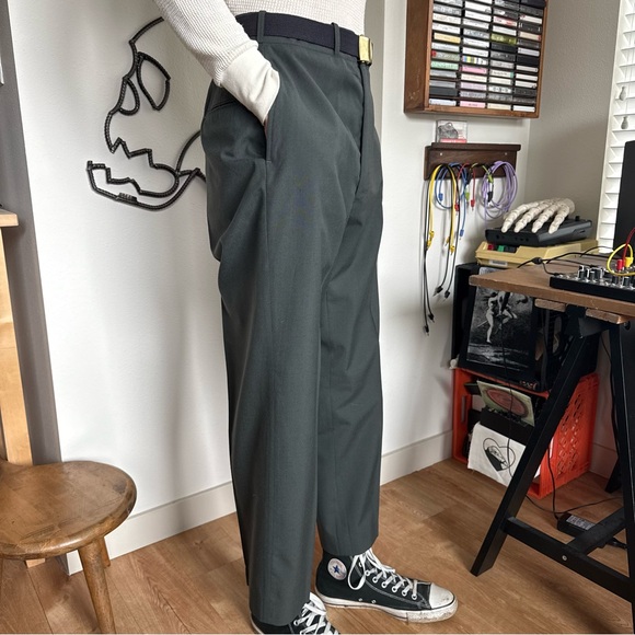 Vintage 60s Military Wool Blend High Waisted Trousers Vietnam Era ~ Size 32 x 29 - Picture 2 of 9